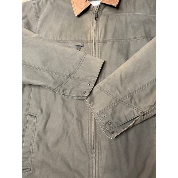 Dri-Duck Barn Jacket green canvan  & brown leather collar size XXL - Picture 7 of 11